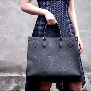LOUIS VUITTON Black OnTheGo Empreinte Leather GM Tote, Dust bag, Box, Organizer